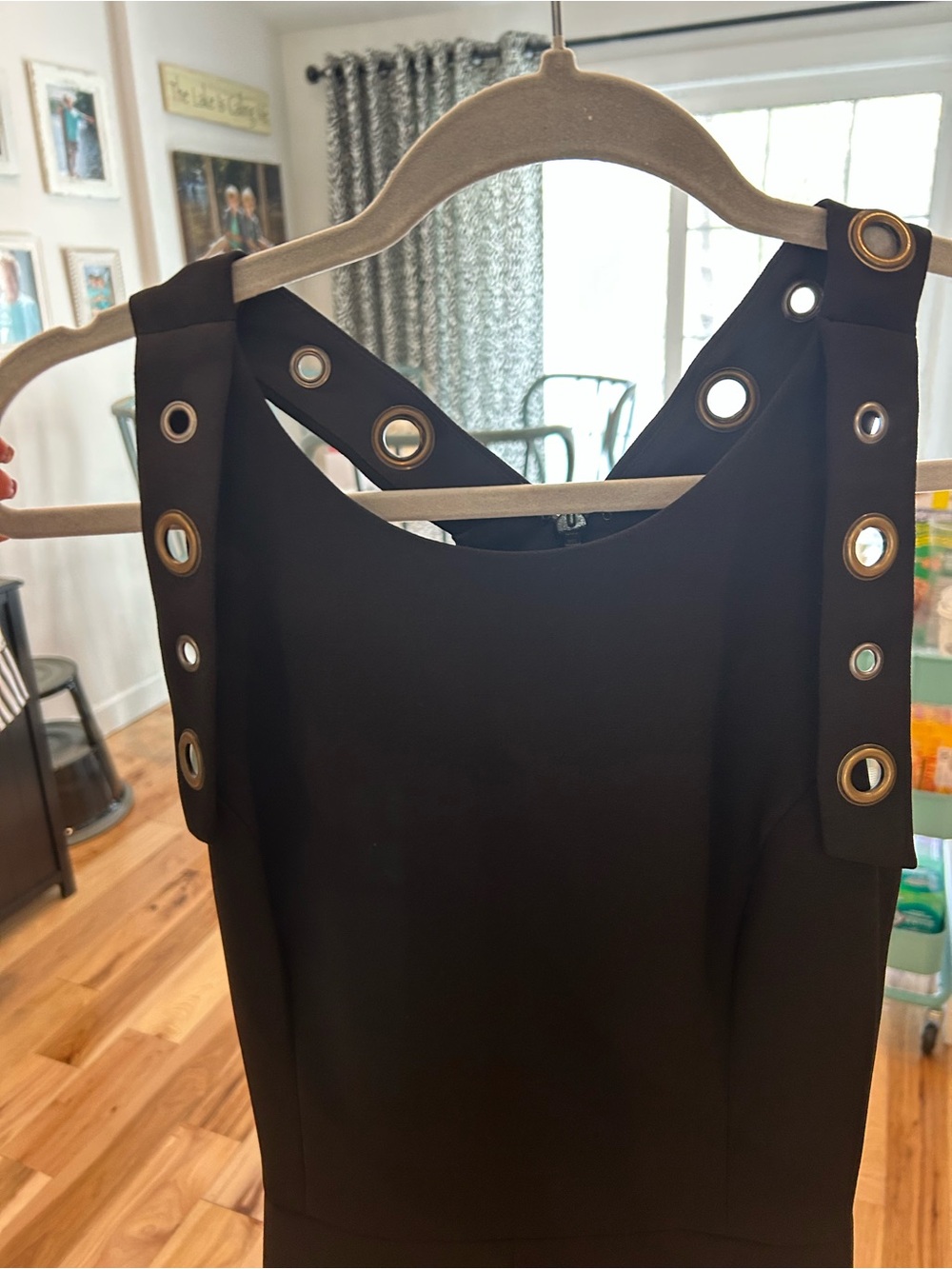 BCBGMaxAzria Black Sleeveless Midi Dress with Grommet Trim and pockets!